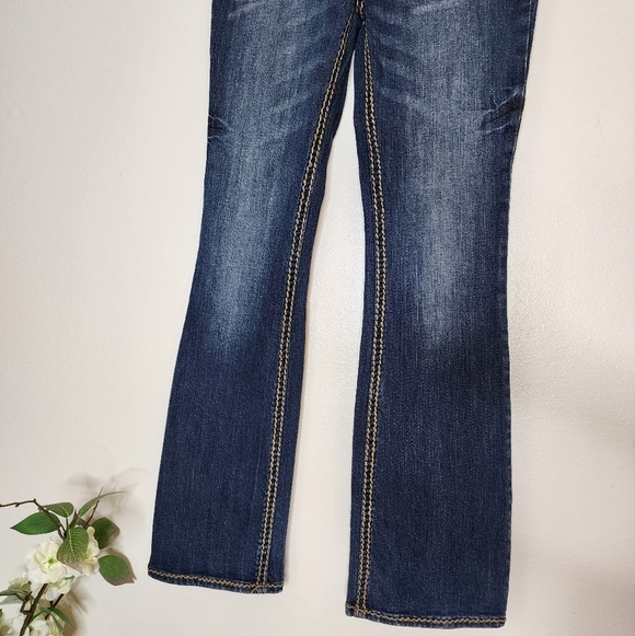 ZCO Womens Bootcut Jeans Thick Stitched Back Pocket Mid Rise Distressed Bohemian - Picture 3 of 13